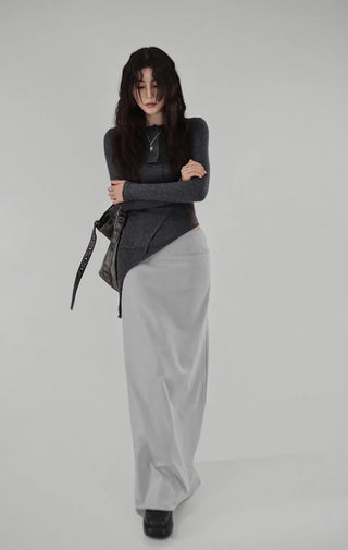 MILKY LOW-RISE BANDED LONG SKIRT