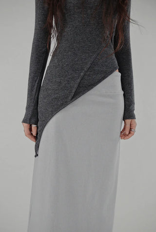 MILKY LOW-RISE BANDED LONG SKIRT