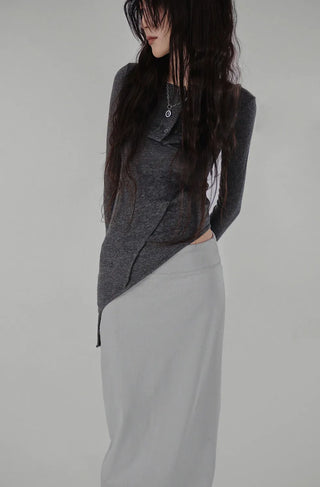 MILKY LOW-RISE BANDED LONG SKIRT