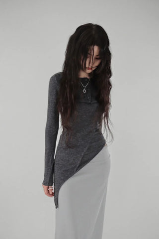 MILKY LOW-RISE BANDED LONG SKIRT