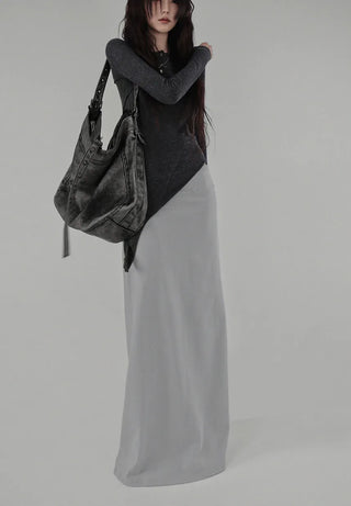 MILKY LOW-RISE BANDED LONG SKIRT