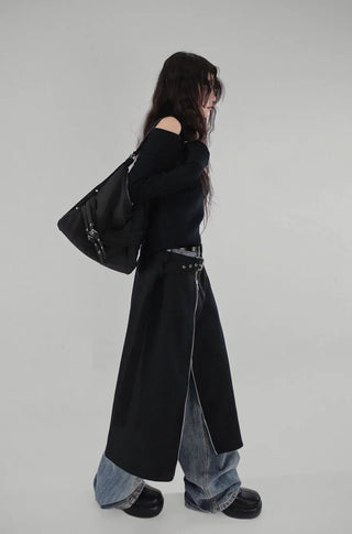 LE SHOULDER SLIT OFF-SHOULDER TURTLENECK KNITWEAR