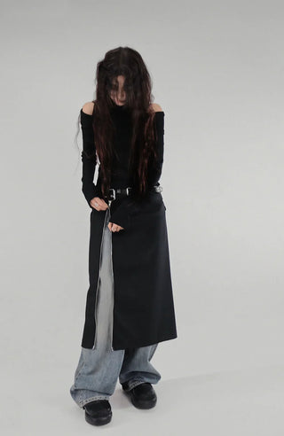 LE SHOULDER SLIT OFF-SHOULDER TURTLENECK KNITWEAR