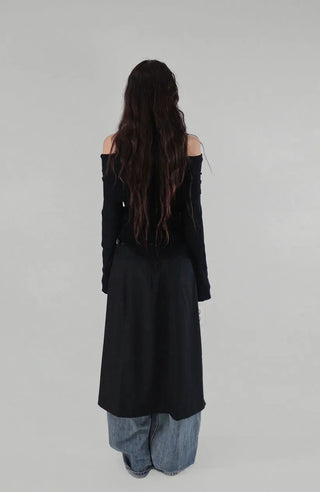 LE SHOULDER SLIT OFF-SHOULDER TURTLENECK KNITWEAR