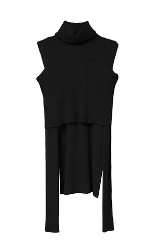 LE SHOULDER SLIT OFF-SHOULDER TURTLENECK KNITWEAR