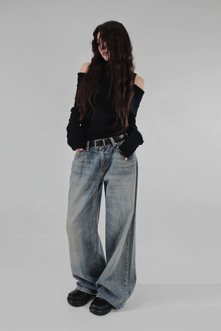 PONG LOW RISE SEMI-WIDE DENIM PANTS