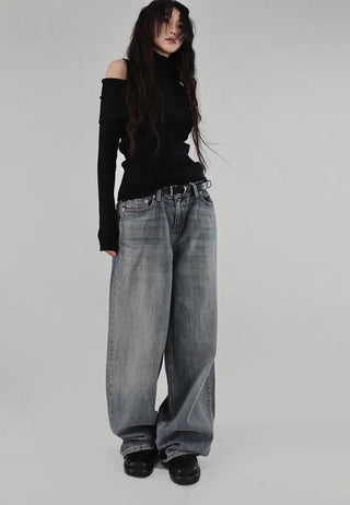 PONG LOW RISE SEMI-WIDE DENIM PANTS