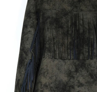 VINTAGE COLLAR SURGERY FRINGE LEATHER JACKET