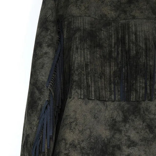 VINTAGE COLLAR SURGERY FRINGE LEATHER JACKET