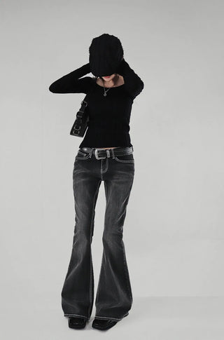 Twisted Wide Neck Half Off-Shoulder Round Knit Top