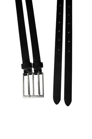 NATURAL COWHIDE TWO-STRING DOUBLE BUCKLE BELT