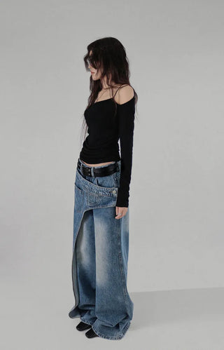 NATURAL COWHIDE TWO-STRING DOUBLE BUCKLE BELT