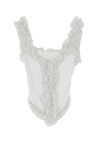 HAVE LACE V-CUT FRILL SLEEVELESS