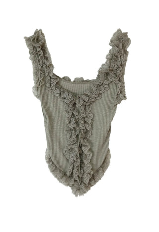 HAVE LACE V-CUT FRILL SLEEVELESS