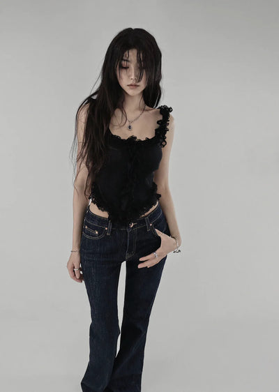 HAVE LACE V-CUT FRILL SLEEVELESS