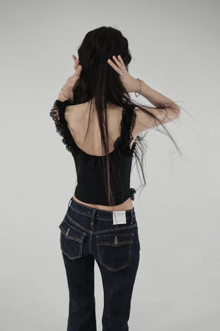 HAVE LACE V-CUT FRILL SLEEVELESS