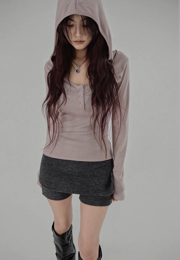 HILT SNAP BUTTON SKIRT PANTS KNIT SHORTS