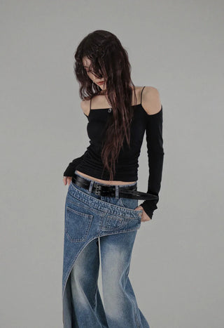 RAM SHOULDER OFF-CUT SOFT LONG-SLEEVED TOP