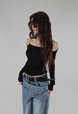 RAM SHOULDER OFF-CUT SOFT LONG-SLEEVED TOP