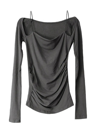 RAM SHOULDER OFF-CUT SOFT LONG-SLEEVED TOP