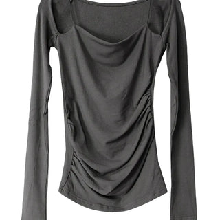RAM SHOULDER OFF-CUT SOFT LONG-SLEEVED TOP