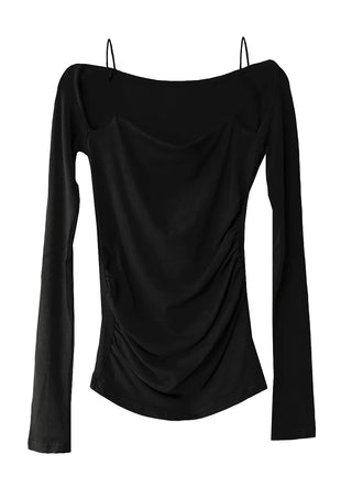 RAM SHOULDER OFF-CUT SOFT LONG-SLEEVED TOP