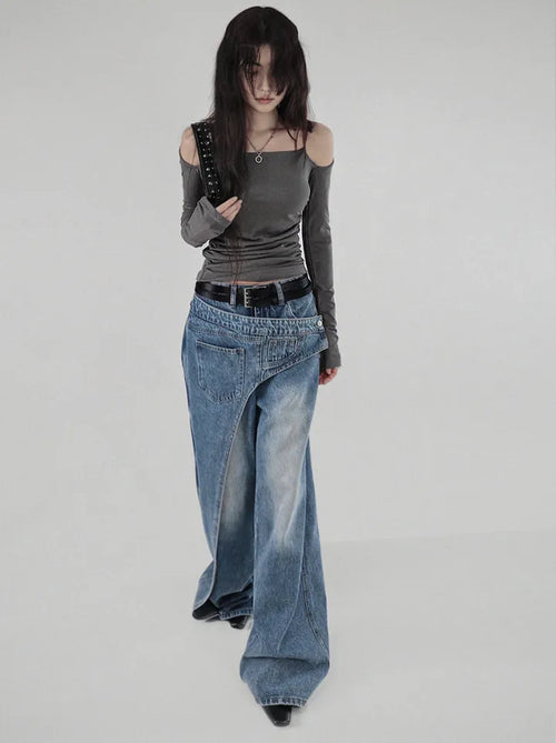 RAM SHOULDER OFF-CUT SOFT LONG-SLEEVED TOP