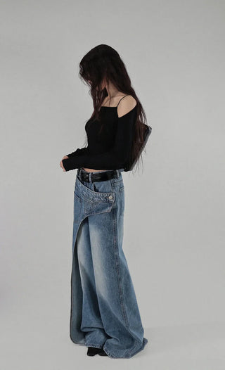 RAM SHOULDER OFF-CUT SOFT LONG-SLEEVED TOP