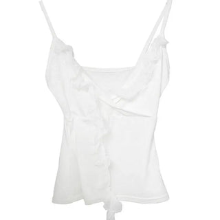 ERI LACE V-NECK FRILL WRAP SLEEVELESS