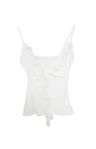 ERI LACE V-NECK FRILL WRAP SLEEVELESS