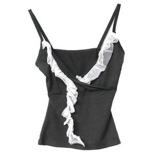 ERI LACE V-NECK FRILL WRAP SLEEVELESS