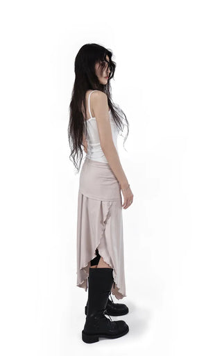 ERI LACE V-NECK FRILL WRAP SLEEVELESS