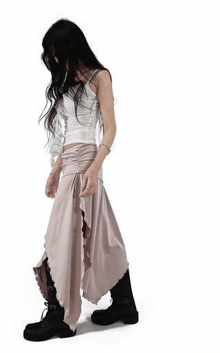 ERI LACE V-NECK FRILL WRAP SLEEVELESS