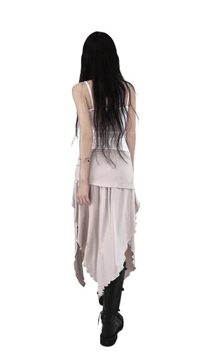 ERI LACE V-NECK FRILL WRAP SLEEVELESS