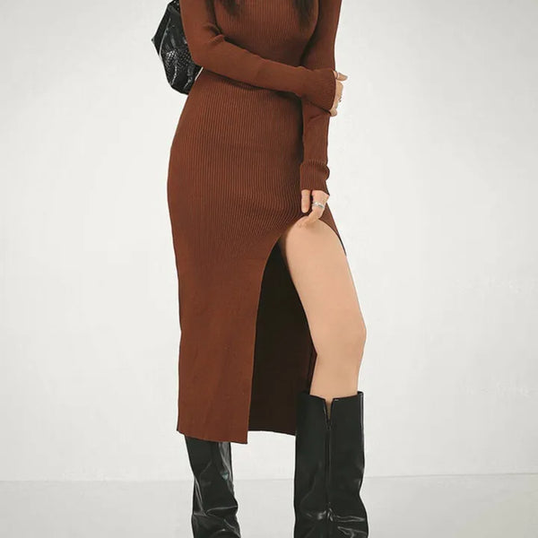 Golgini V-neck side deep slit long one-piece