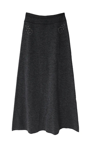 SKULL RIVET POINT LONG SKIRT