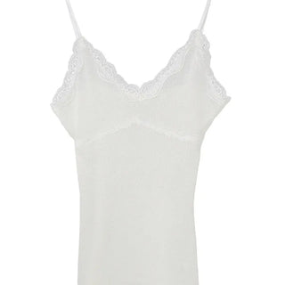 MEATS KNIT LACE HALF SLEEVELESS TOP