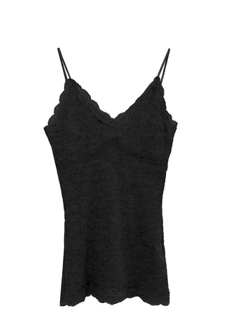 MEATS KNIT LACE HALF SLEEVELESS TOP