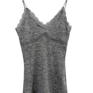 MEATS KNIT LACE HALF SLEEVELESS TOP
