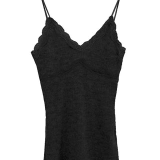 MEATS KNIT LACE HALF SLEEVELESS TOP