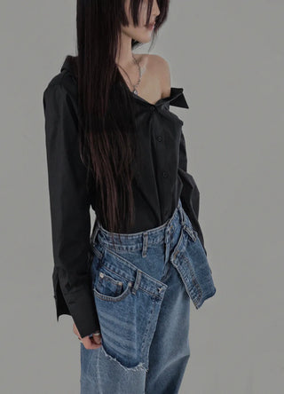 ROY LOOSE OPEN SHOULDER SHIRT BLOUSE