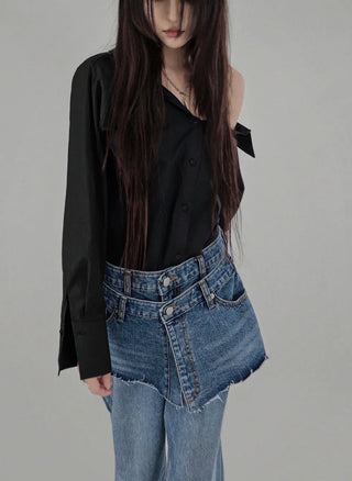 ROY LOOSE OPEN SHOULDER SHIRT BLOUSE