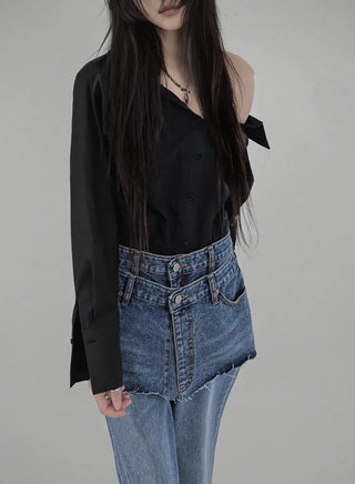 ROY LOOSE OPEN SHOULDER SHIRT BLOUSE