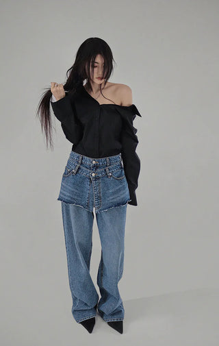 ROY LOOSE OPEN SHOULDER SHIRT BLOUSE