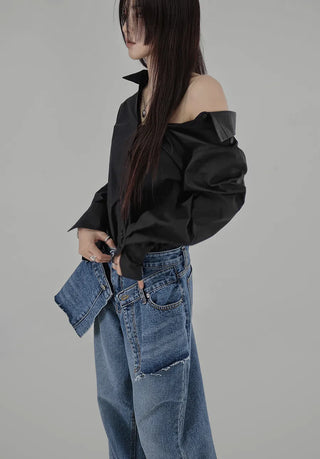 ROY LOOSE OPEN SHOULDER SHIRT BLOUSE