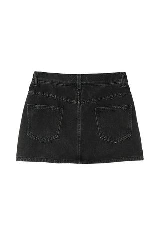Z UNBAL DIAGONAL DENIM SHORT WRAP SKIRT
