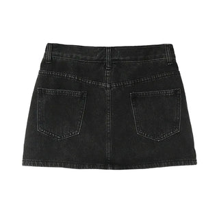 Z UNBAL DIAGONAL DENIM SHORT WRAP SKIRT