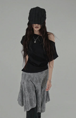 CUE LAYERED FLARE KNIT SKIRT