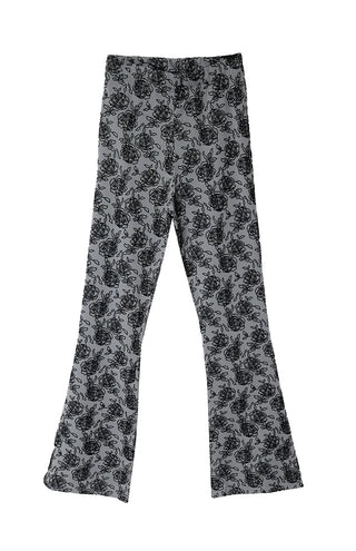 Rose Flower Jacquard Layered Bootcut Pants