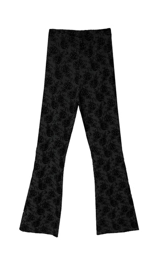 Rose Flower Jacquard Layered Bootcut Pants
